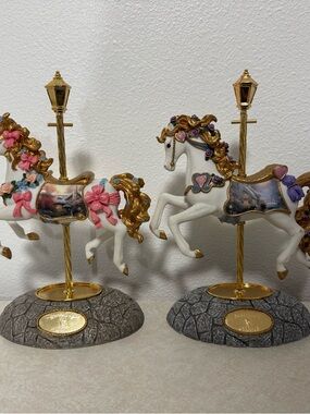 Thomas Kincade Sugar & Spice & Sweetheart Carousel Horses